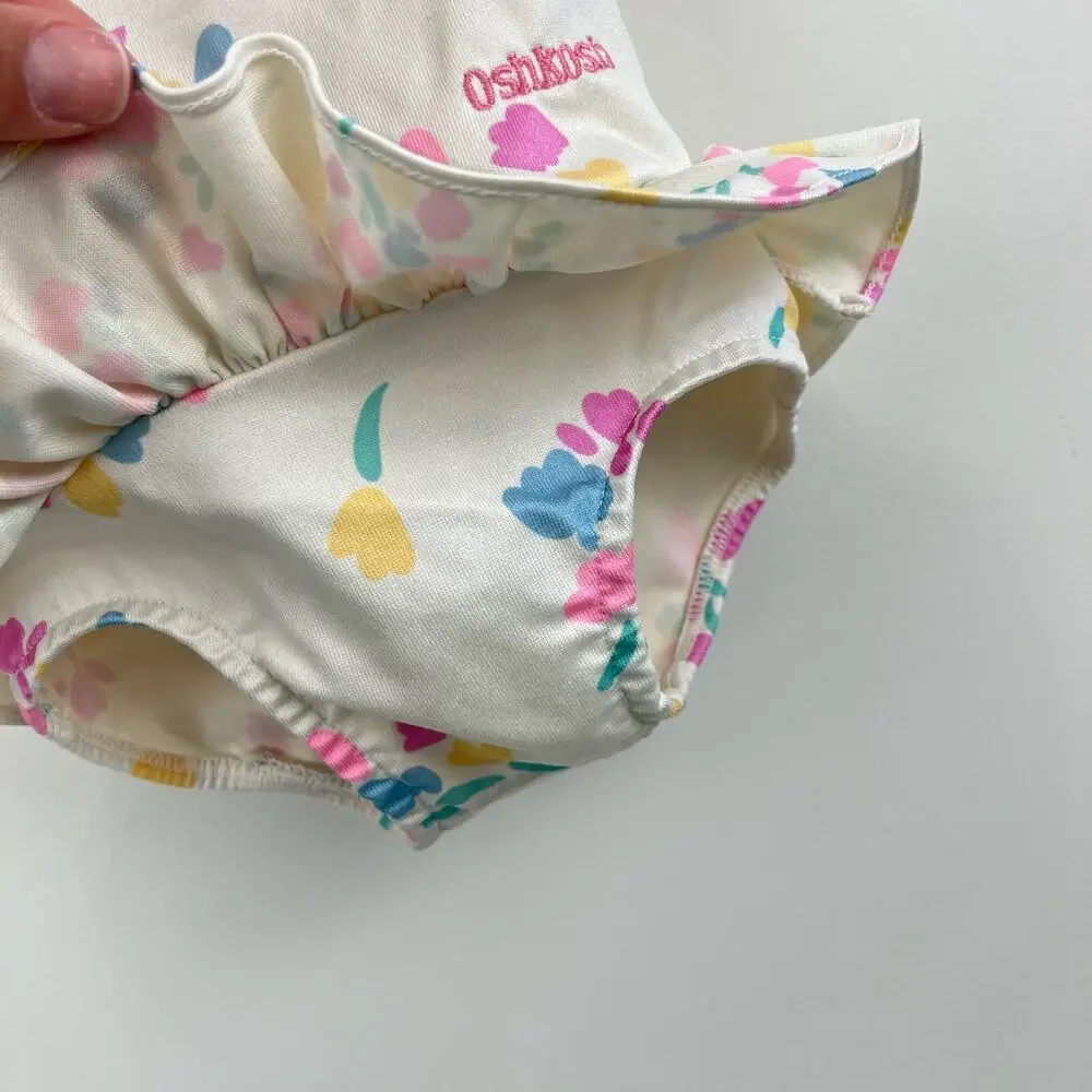 Vintage OshKosh B'gosh Floral Ruffle Bathing Suit 18 Months USA